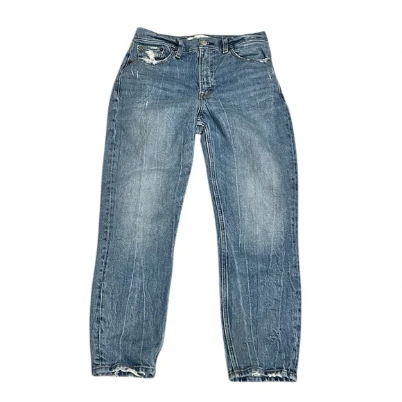abercrombie&fitch high rise mom light wash lightly distressed jeans women’s 27” - Picture 2 of 11